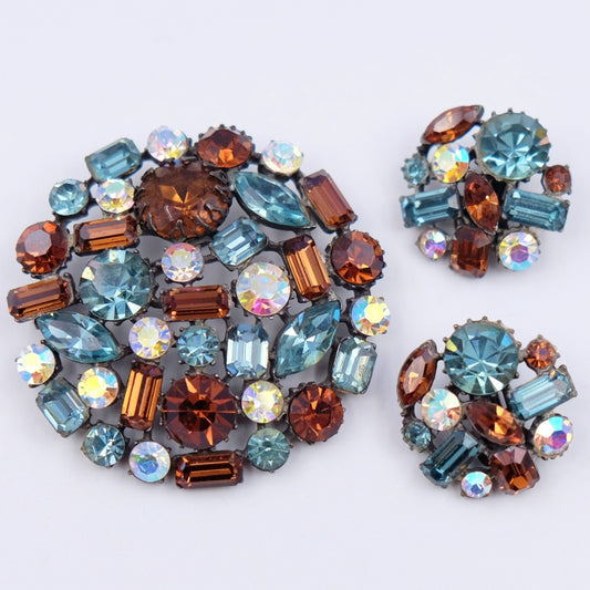 Vintage Claudette brooch and earrings 1950's