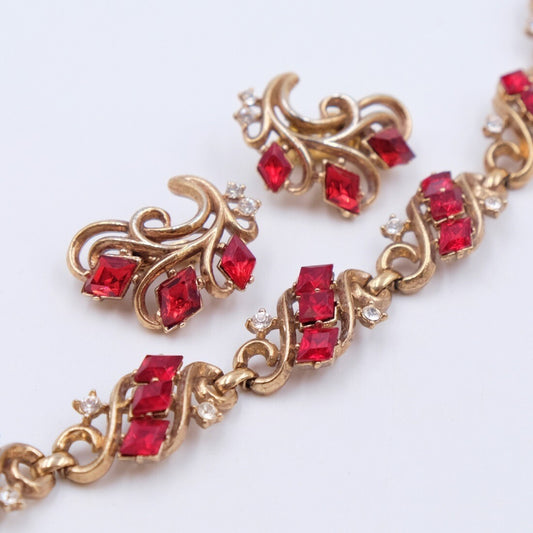 Vintage Trifari Bracelet and Earrings set 1950s