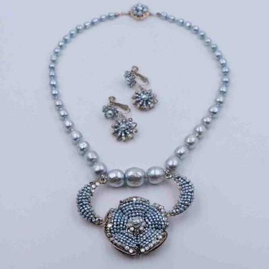 Very Rare Miriam Haskell Grey Faux Pearls Set