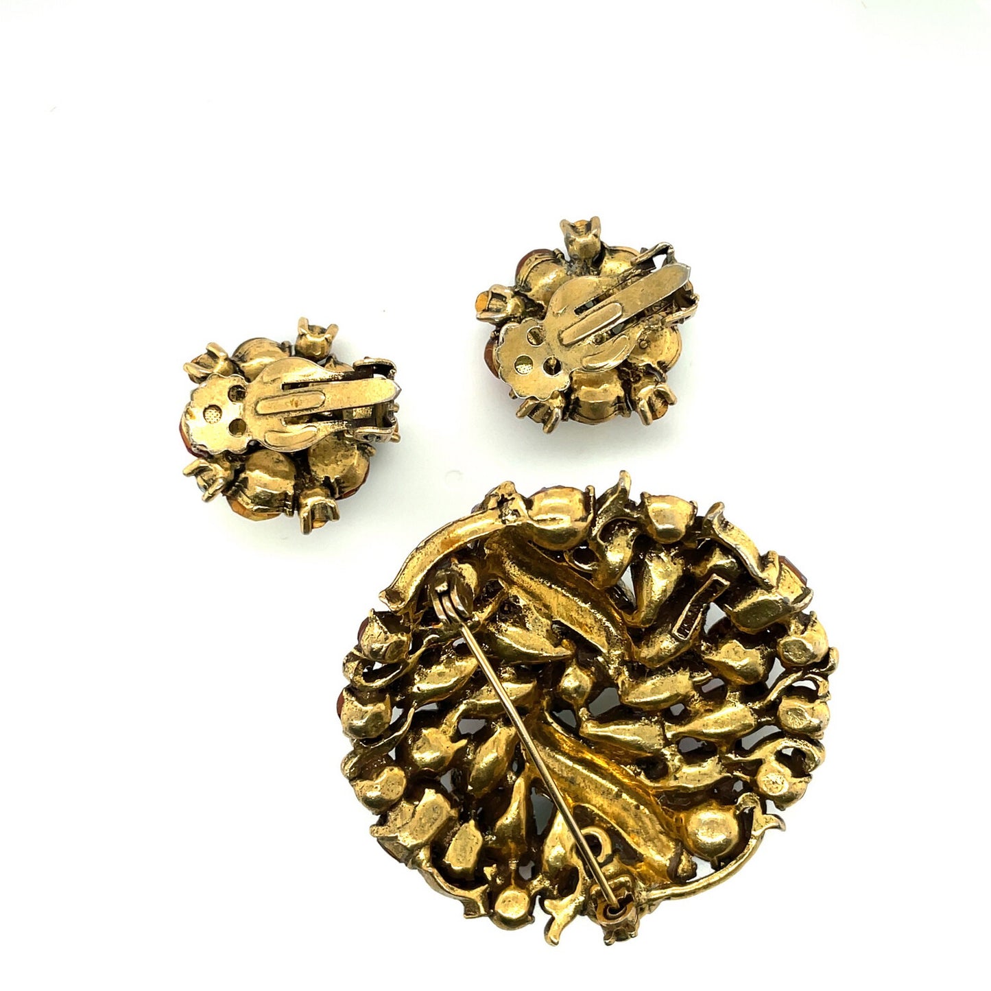 Hollycraft Vintage Set Brooch and Earrings 1950s