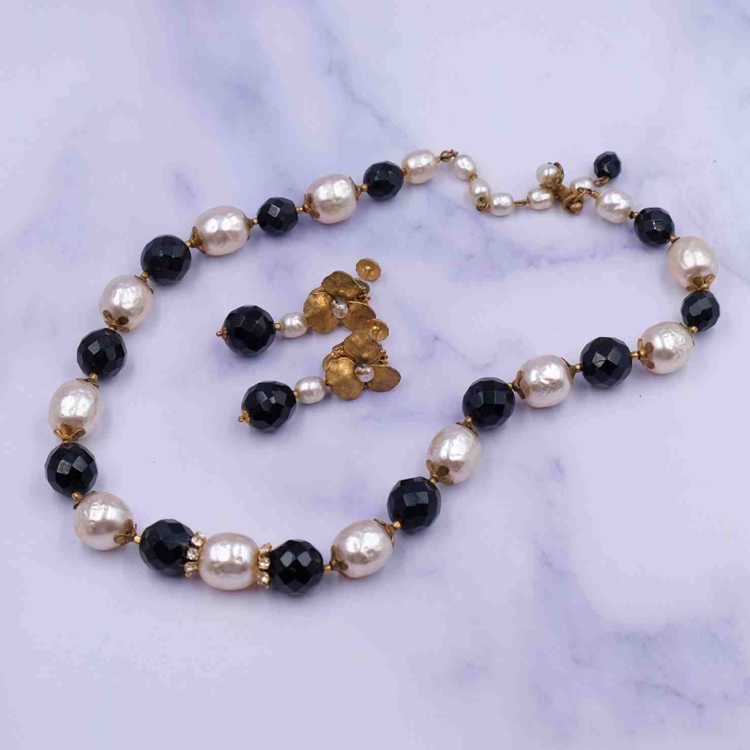 Vintage Miriam Haskell Black and White Set 1960's