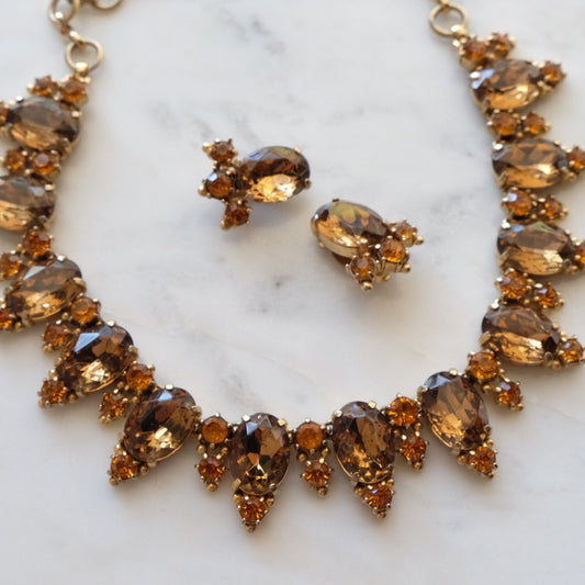 Vintage Elsa Schiaparelli Amber Set Necklace And Earrings 1950’s
