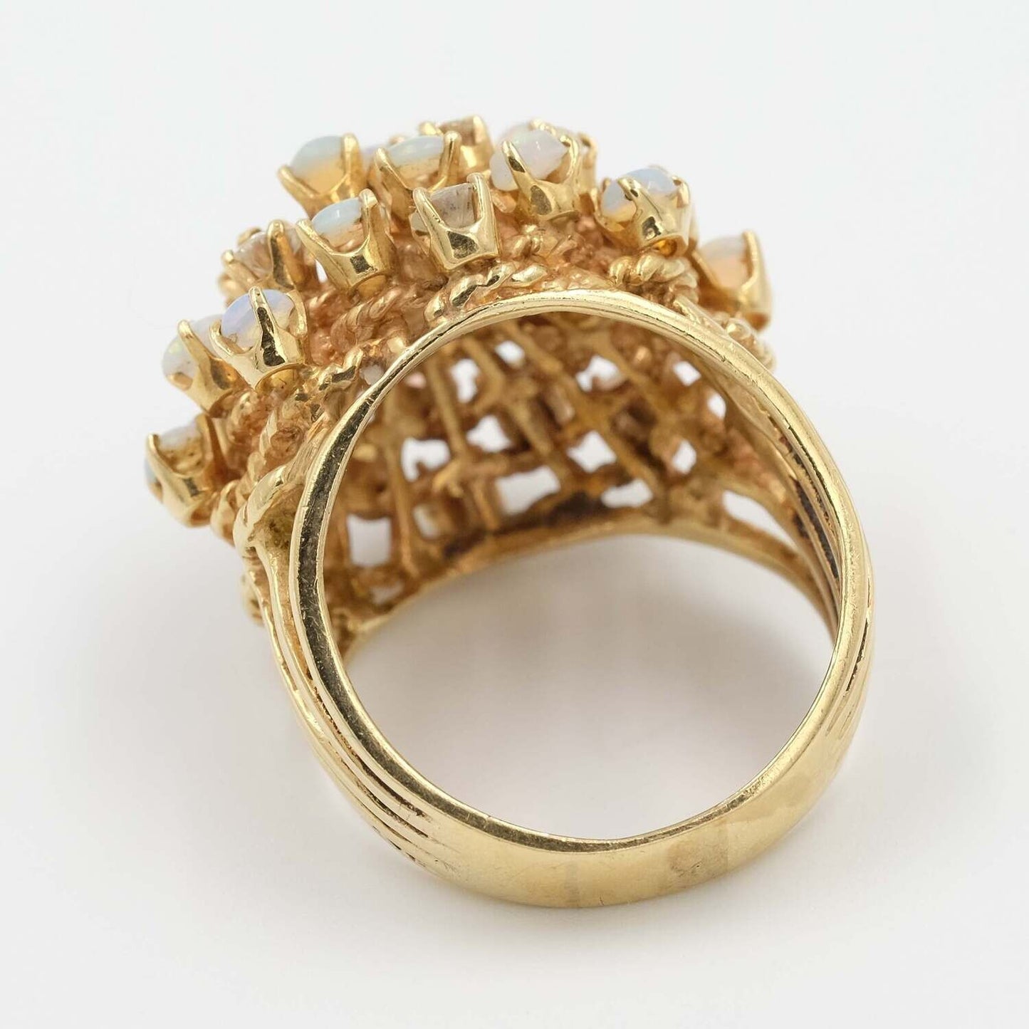 Vintage Starburst Opal and Diamond 14k Yellow Gold Ring