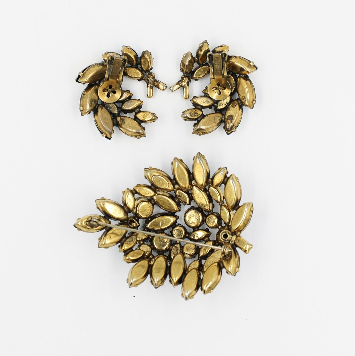 Vintage Regency Brooch and Earrings Set 1950s