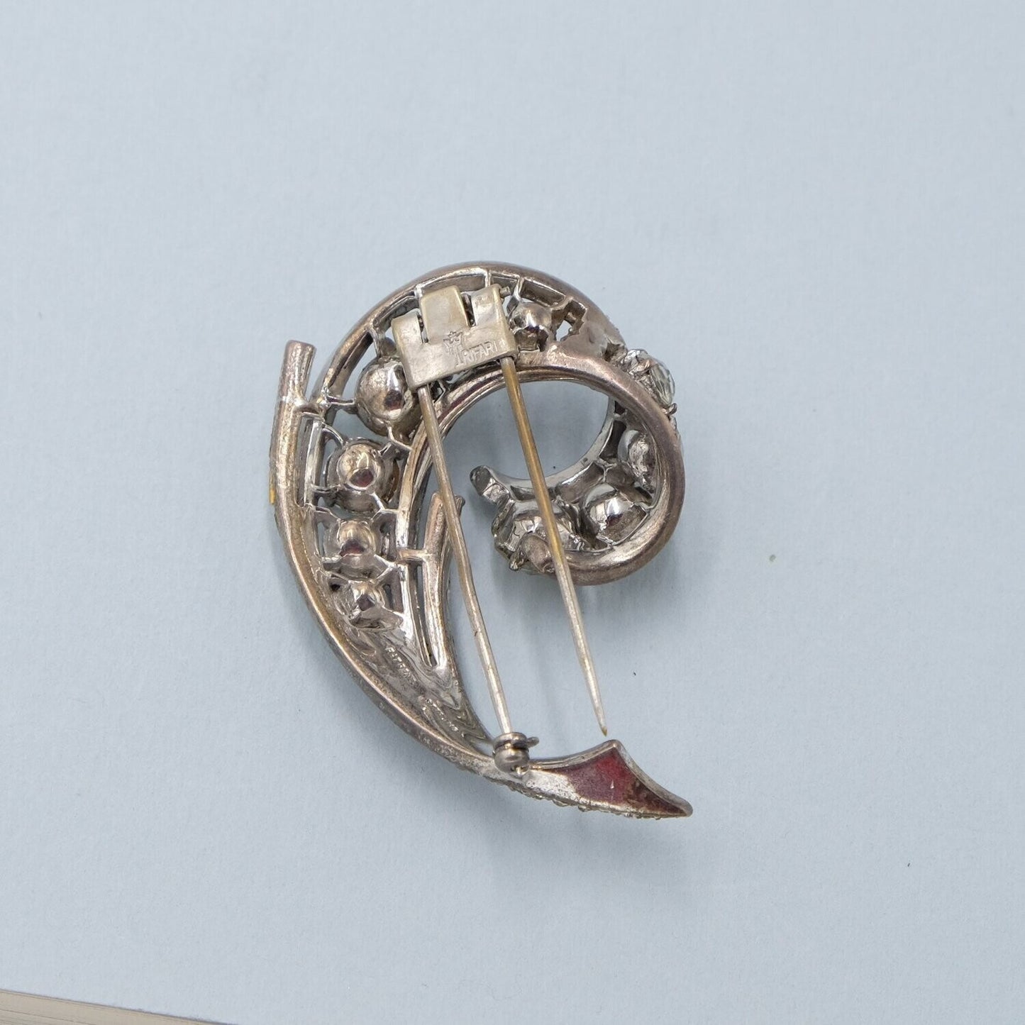 Trifari Sterling Rhinestone Dress Clip 1940s