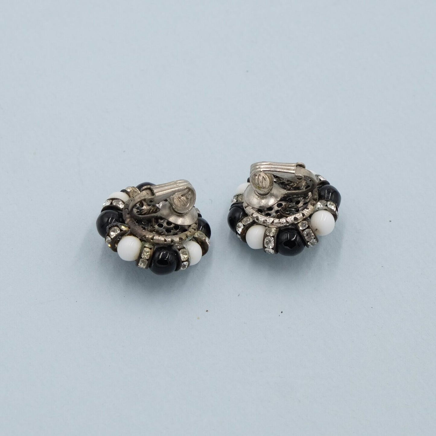 Vintage Black and White Earrings 1960s