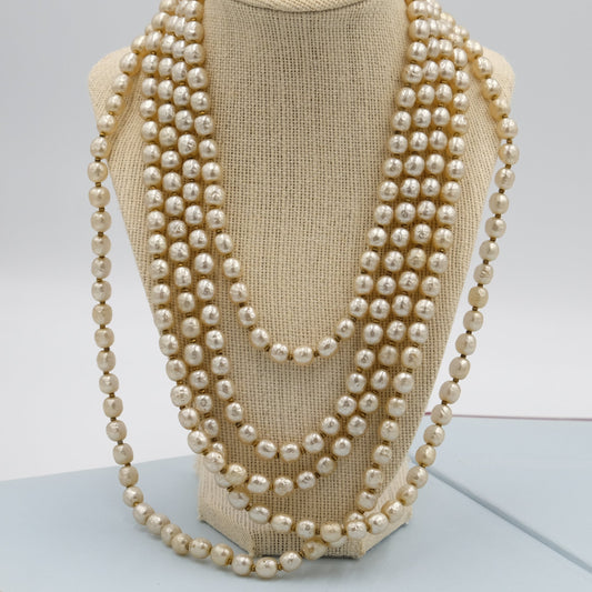Miriam Haskell 5 row Baroque Pearls Statement Necklace 1950's