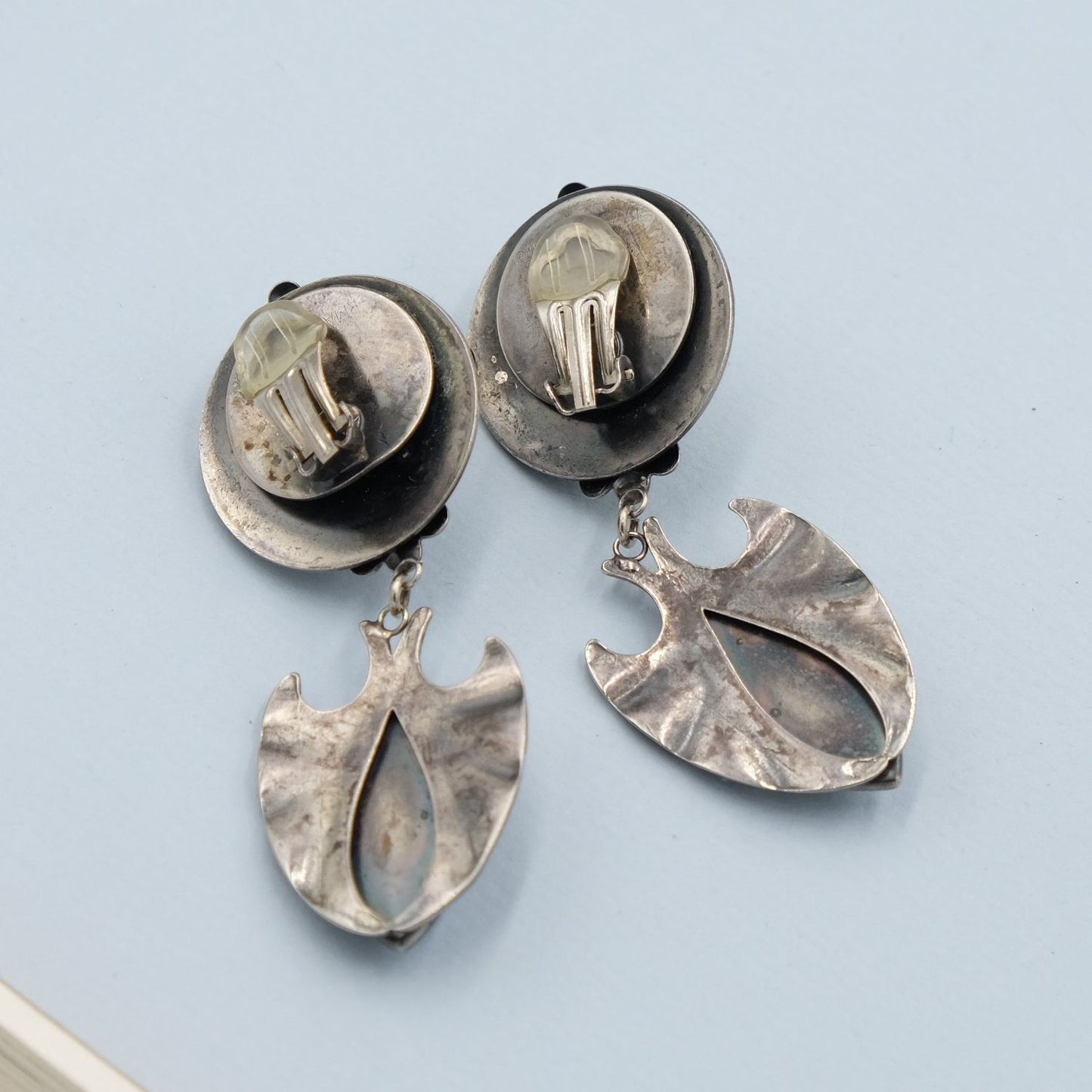 Vintage Earrings with jet black glass 1970s