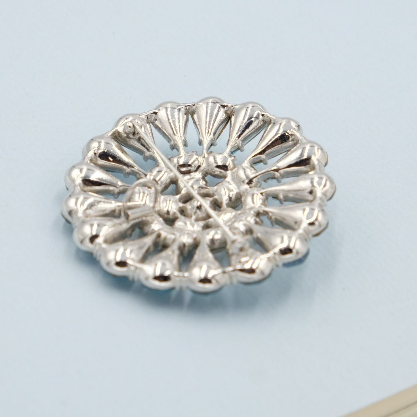 Vintage Round Blue and Clear Rhinestones 1960s