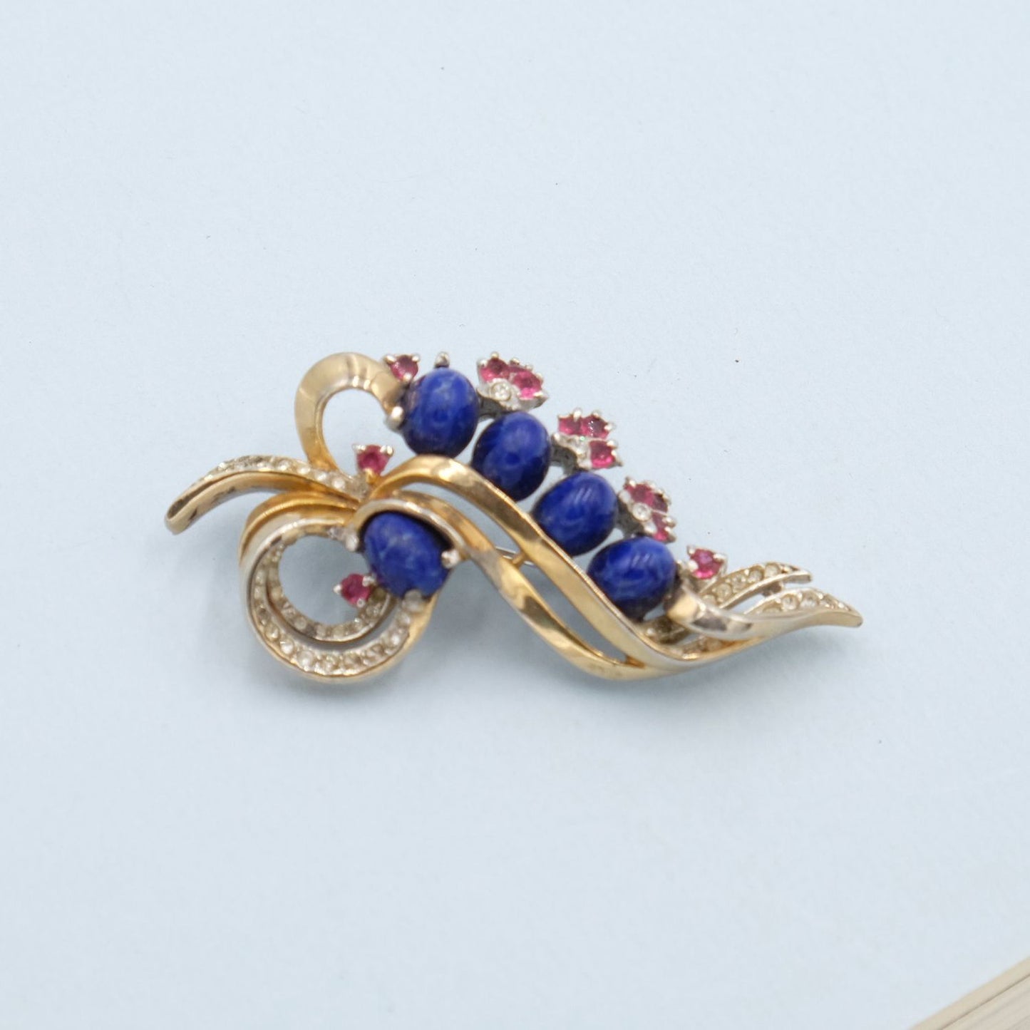 Vintage Reja Faux Lapis Brooch 1940s