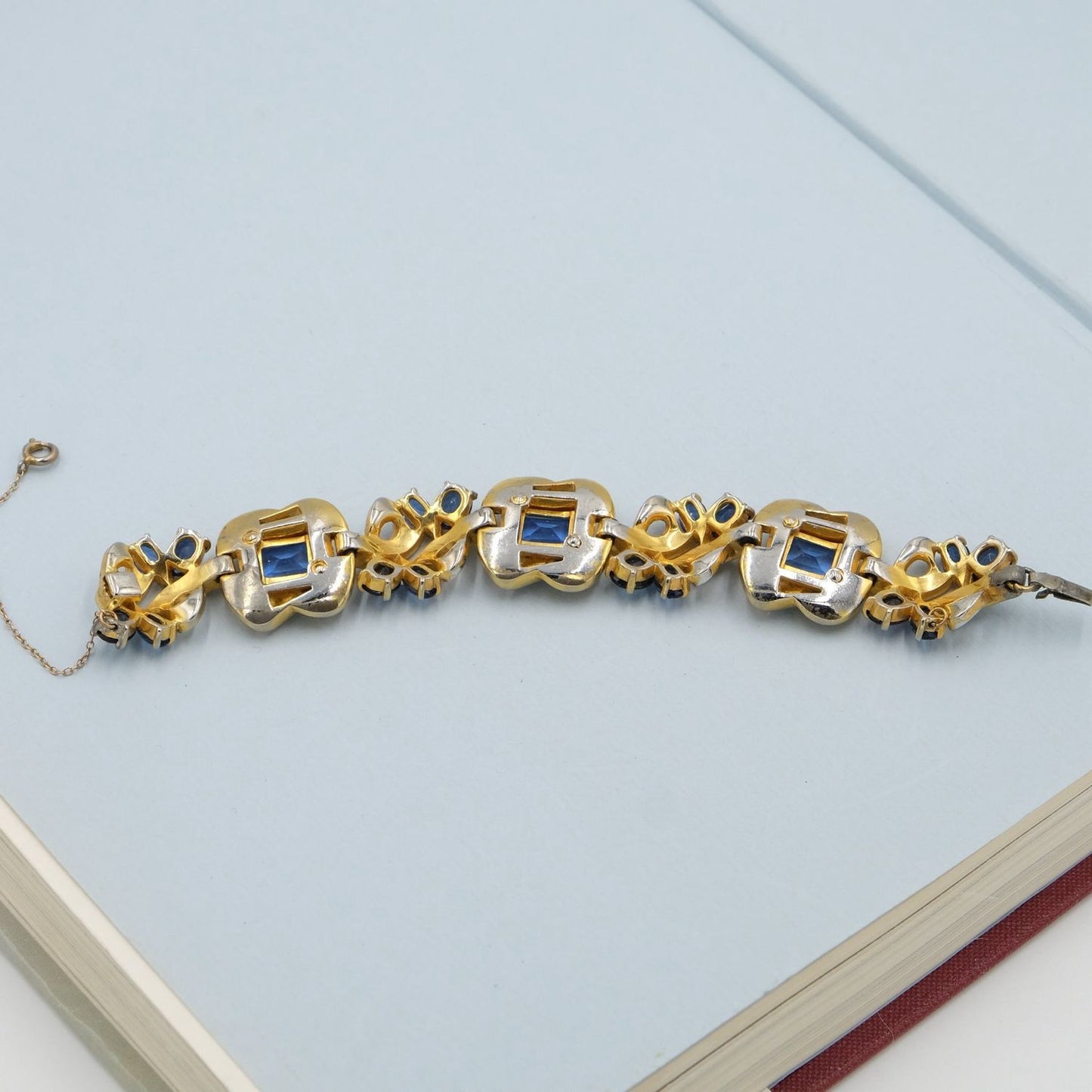 Vintage Blue Glass Vermeil Bracelet 1940s