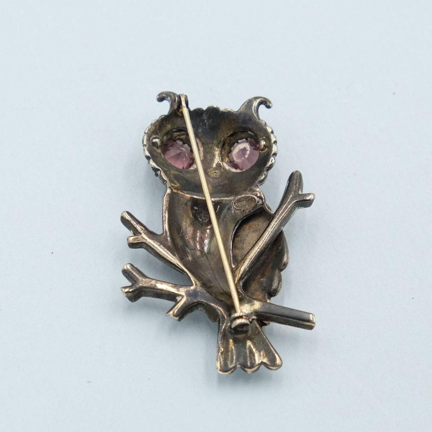 Vintage Sterling Owl Pin 1940s