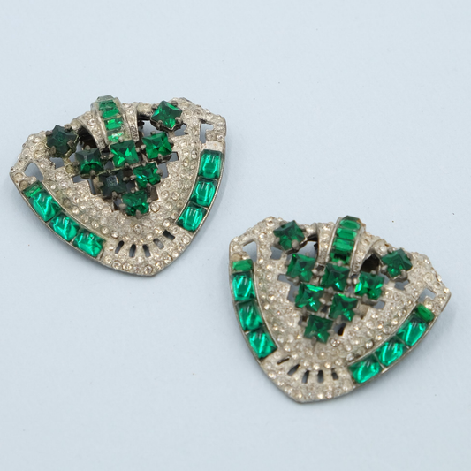 Early Art Deco Pair Dress Clips 1930s