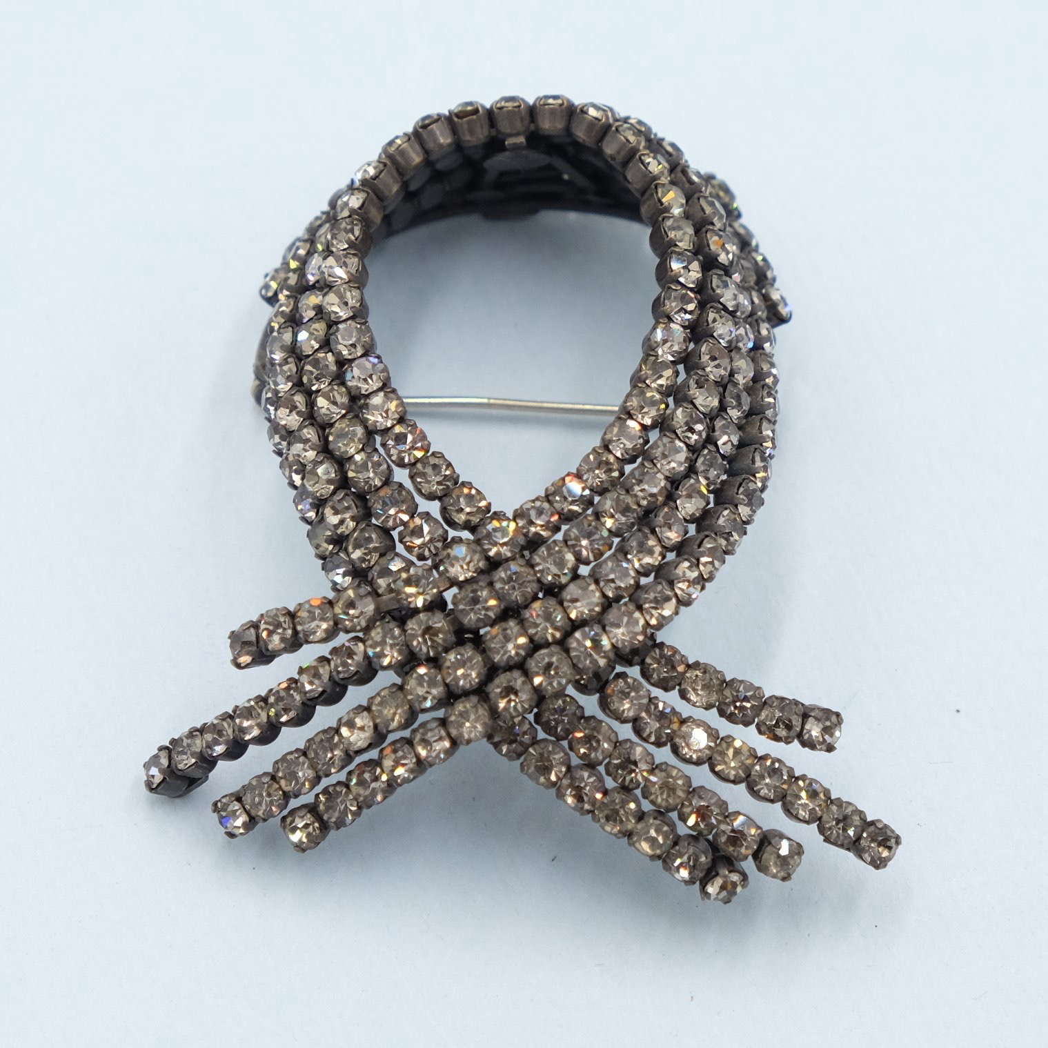 Vintage Austria Smoke Crystal Brooch 1950s