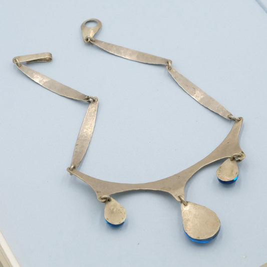 Vintage Modernist Blue Drop Necklace 1980s