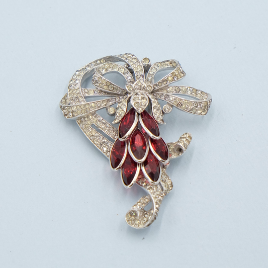Vintage Trifari Alfred Philippe Red Flower Dress Clip 1940s
