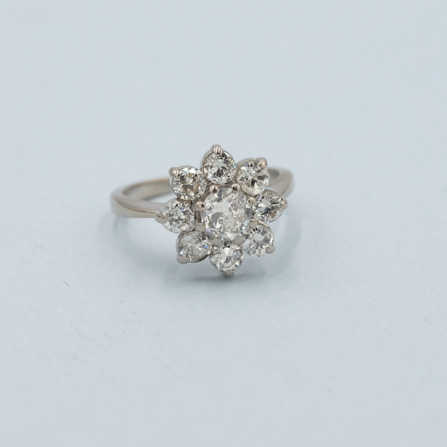 Antique Old European Cut Natural Diamond Ring 2.4 ct size 8
