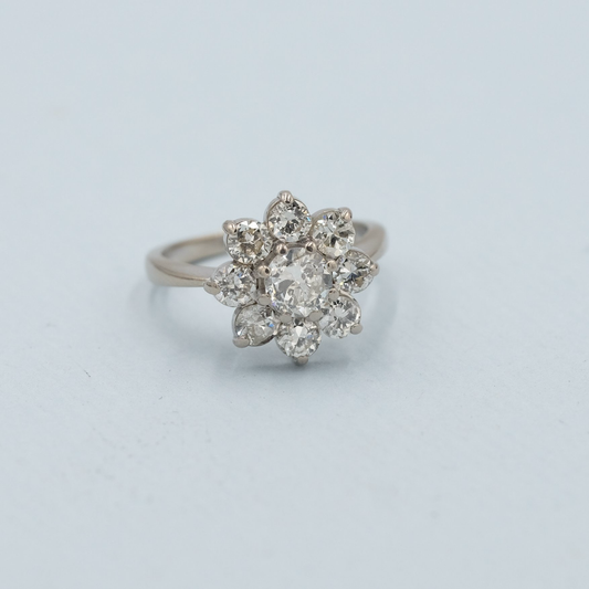 Antique Old European Cut Natural Diamond Ring 2.4 ct size 8