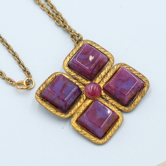 Vintage French Maltese Cross Pin and Pendant 1950s