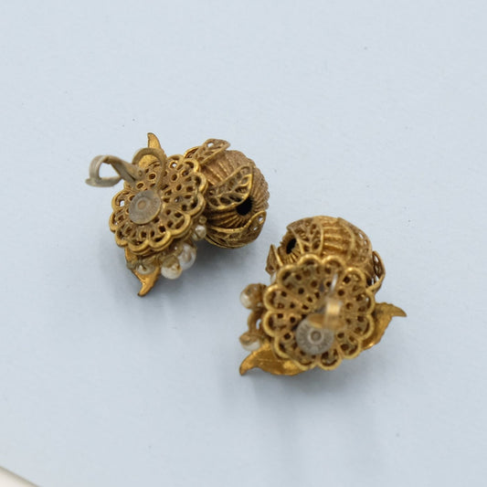 Miriam Haskell Fruit Seed Pearls Earrings 1960s