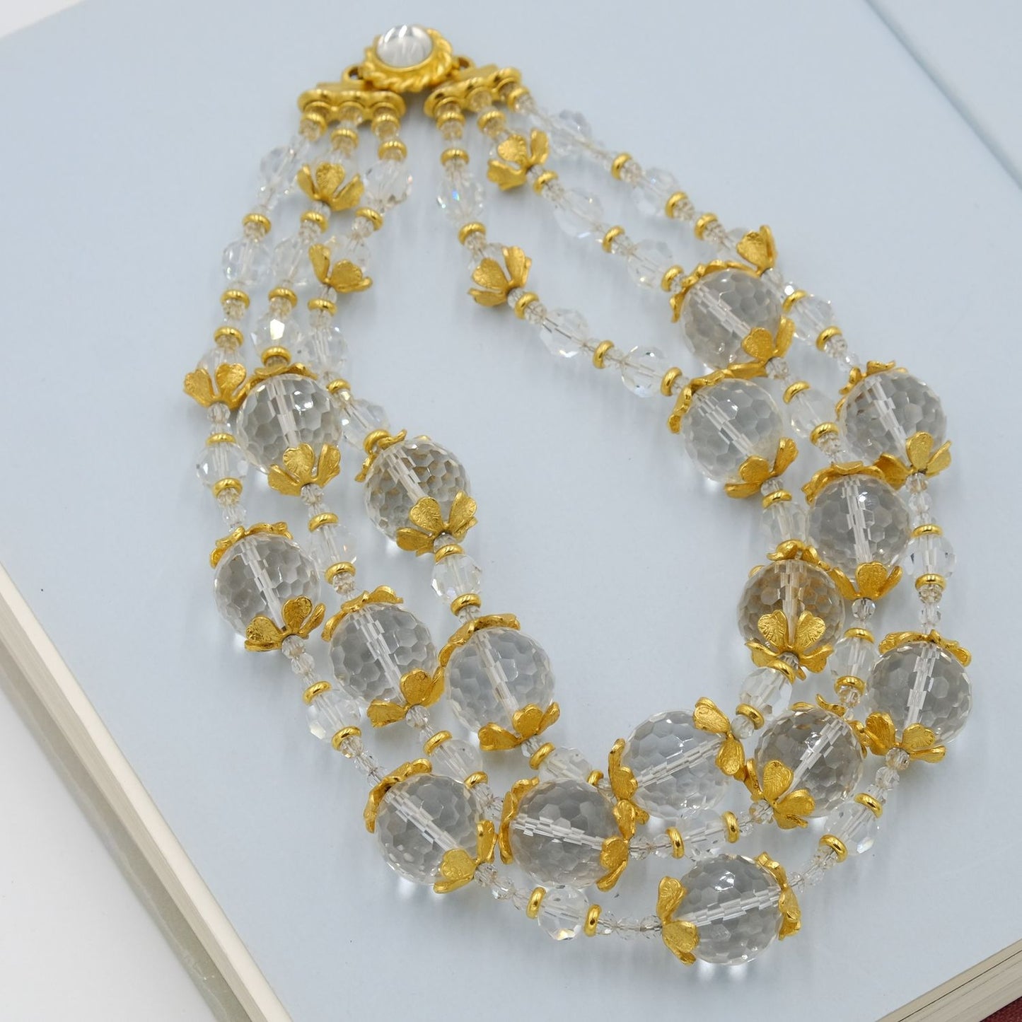 Mid Century Rock Crystal Ball Necklace 1950s