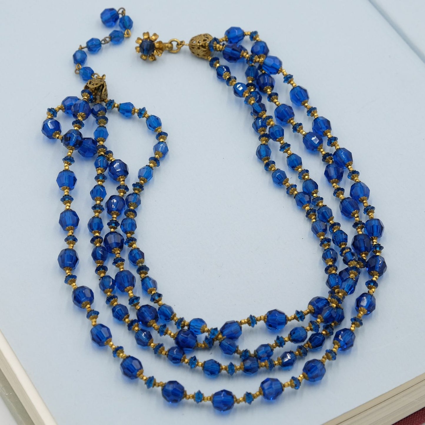 Vintage Miriam Haskell Blue Necklace 1950s