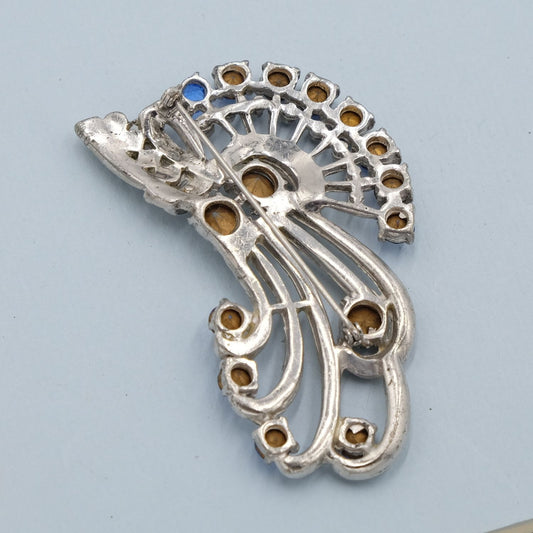 Staret Blue Rhinestones Brooch 1940s
