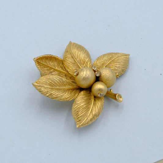 Vintage Coro Flower Berry Pin 1960s