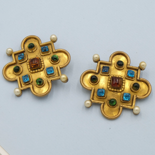 Isabel Canovas Revival Gripoix Earrings 1980s