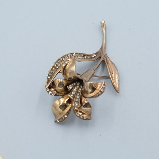 Large Sterling Flower Pin 1940s