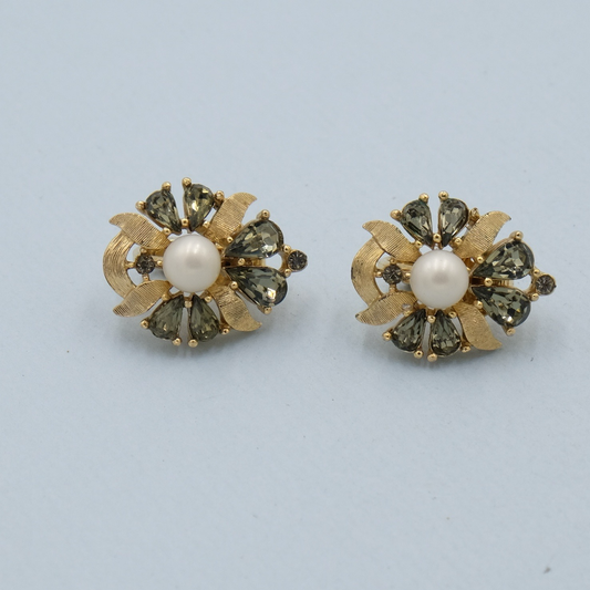 Vintage Trifari Faux Peridot Earrings 1960s