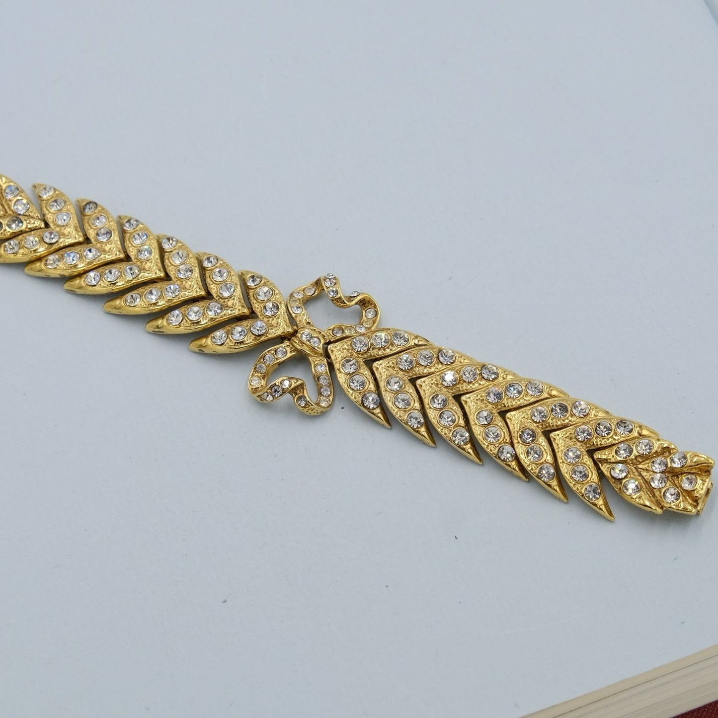 Vintage Yves Saint Laurent Rhinestones Bow Bracelet 1980s