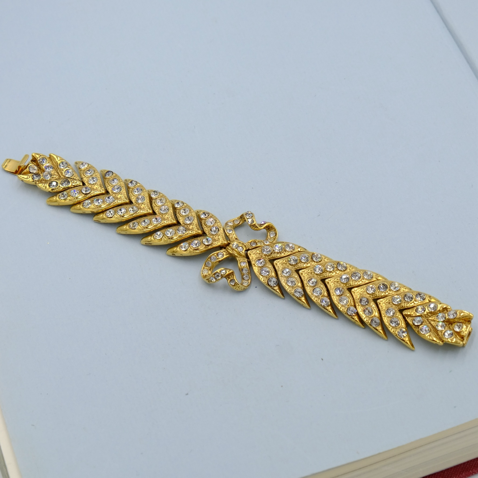 Vintage YSL Rhinestones Bow Bracelet 1980s