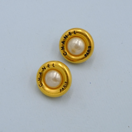 Vintage Chanel Button Earrings 1990s