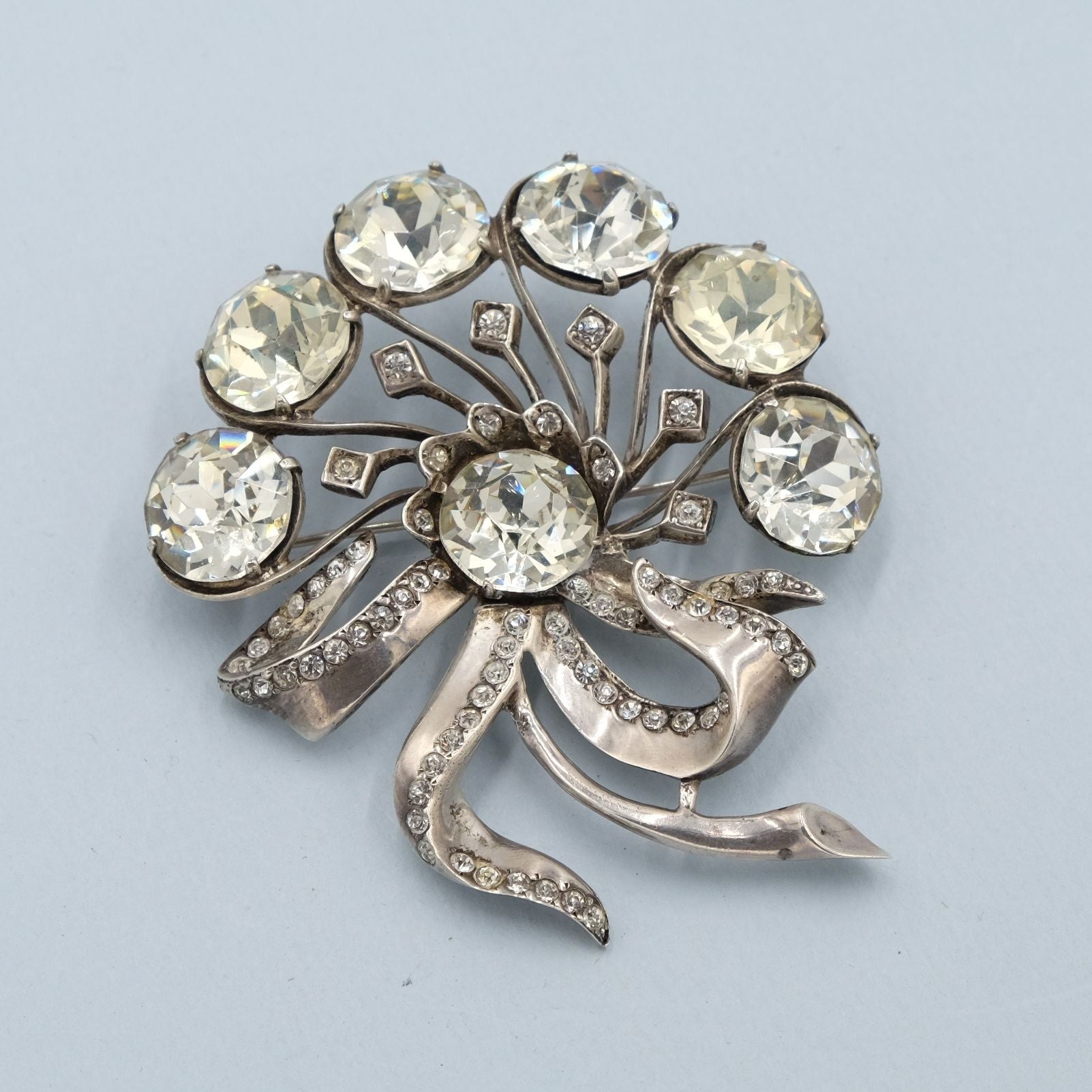 Vintage Eisenberg Sterling Fan Brooch 1940s