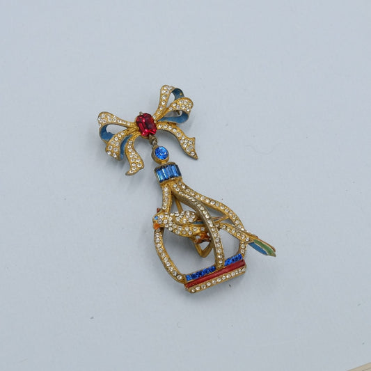 Collectible Staret Bird in the Cage Brooch 1940s