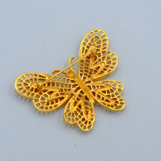 Vintage Vendome Gold Tone Butterfly Pin 1960s