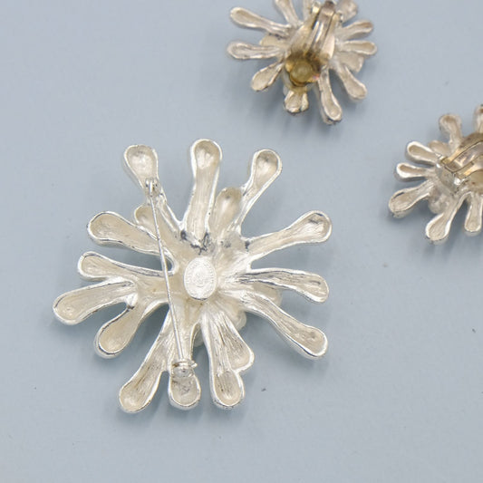 Vintage Christian Lacroix Anemone Brooch and earrings set 1990s