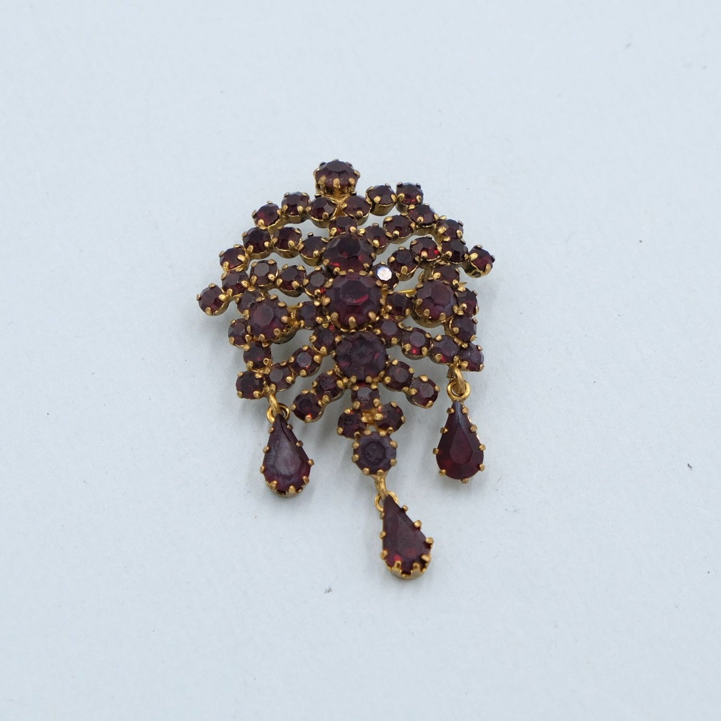 Vintage Austria Faux Garnet Brooch 1960s