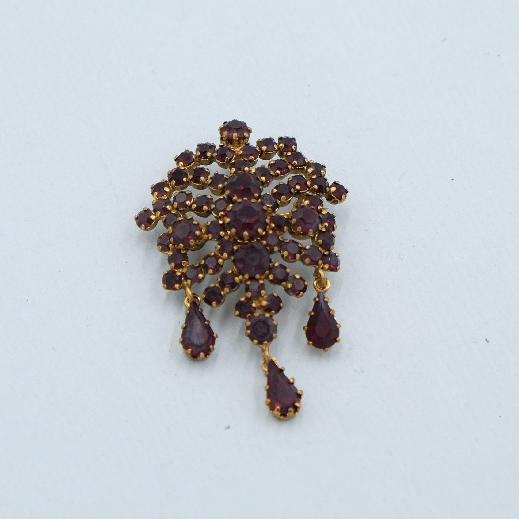 Vintage Austria Faux Garnet Brooch 1960s