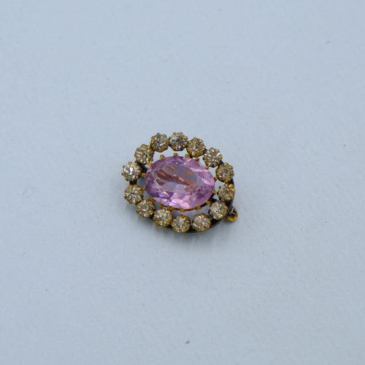 Antique Purple Paste Mini Brooch 1910s