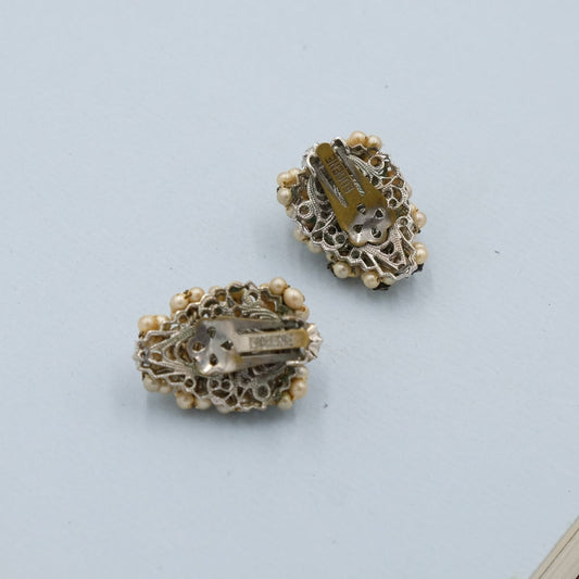 Vintage Eugene Earrings with Seed Pearls 1950s