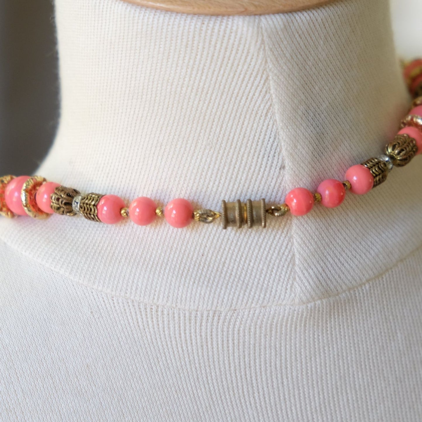 Vintage Glass Beads Long Necklace 1930s