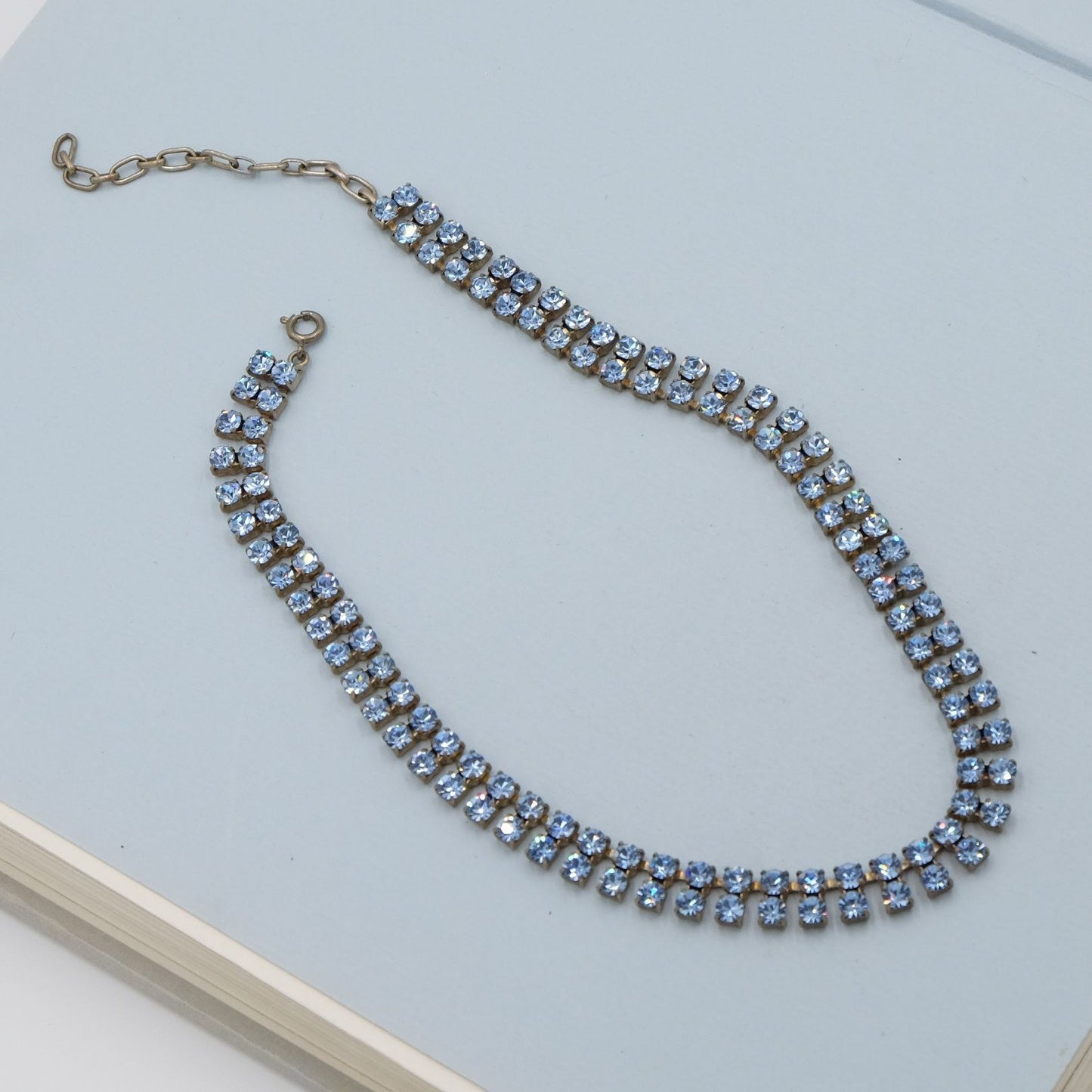 Vintage Austrian Blue Crystal Necklace 1950s