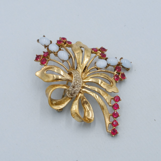 Vintage Coro Sterling Pegasus with faux Moonstones 1940s