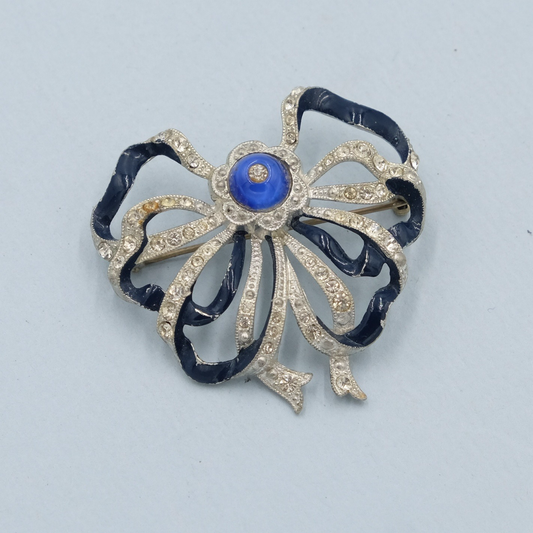 Early Pot Metal Bow with Blue Enamel 1930s