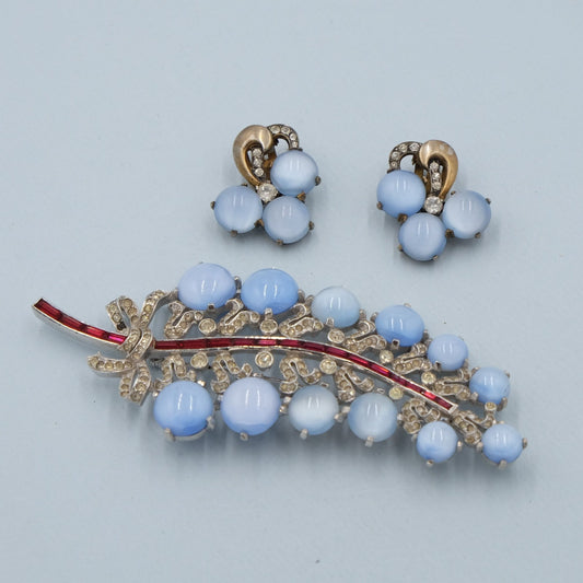 Vintage Mazer Faux Moonstones Set 1940s