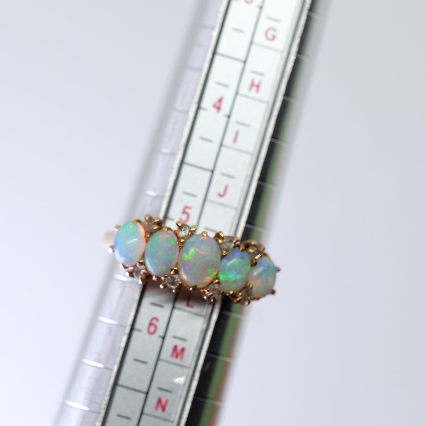 Antique Opals and Old Cut Diamond Ring