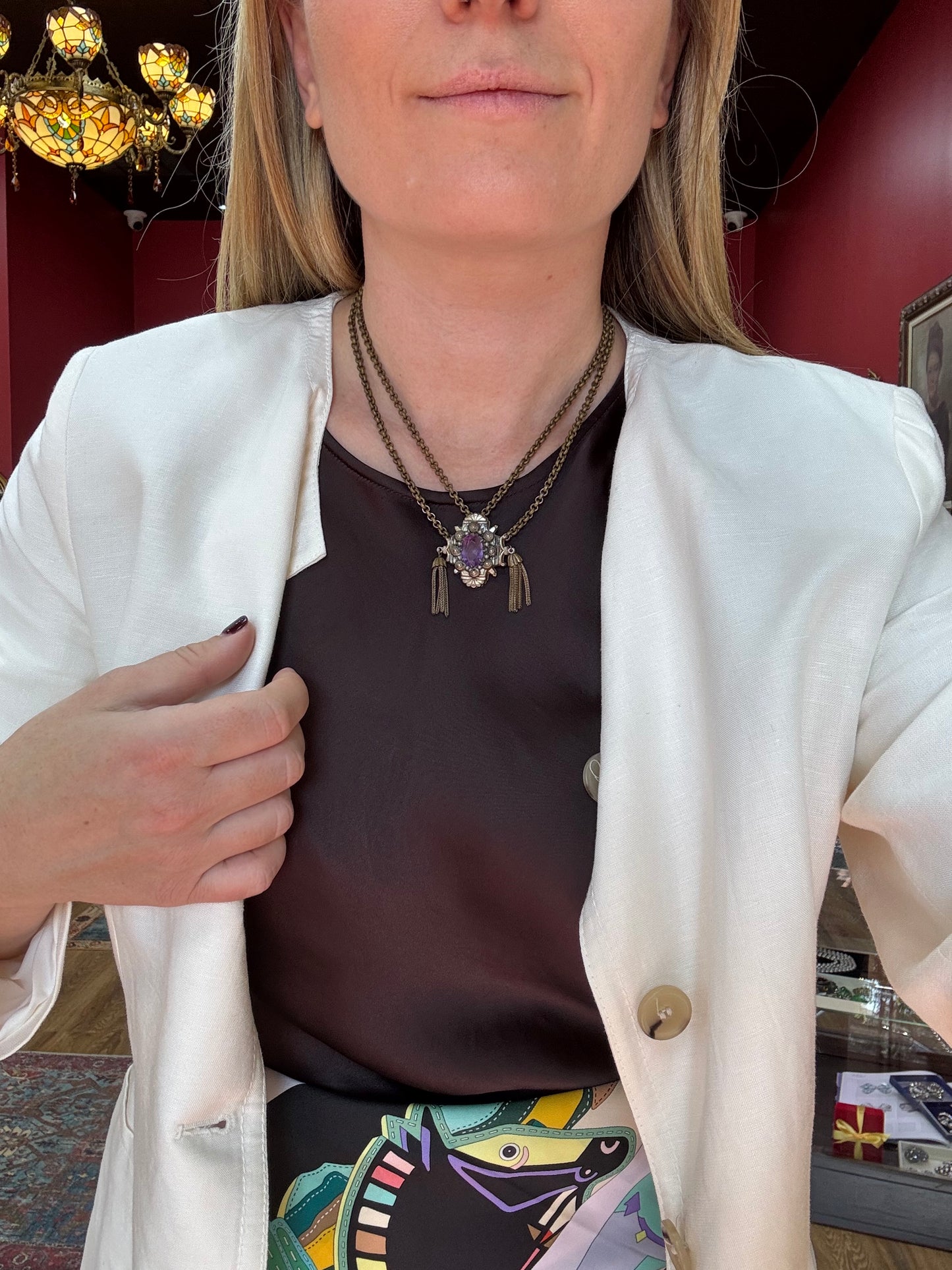 Victorian Revival Faux Amethyst necklace