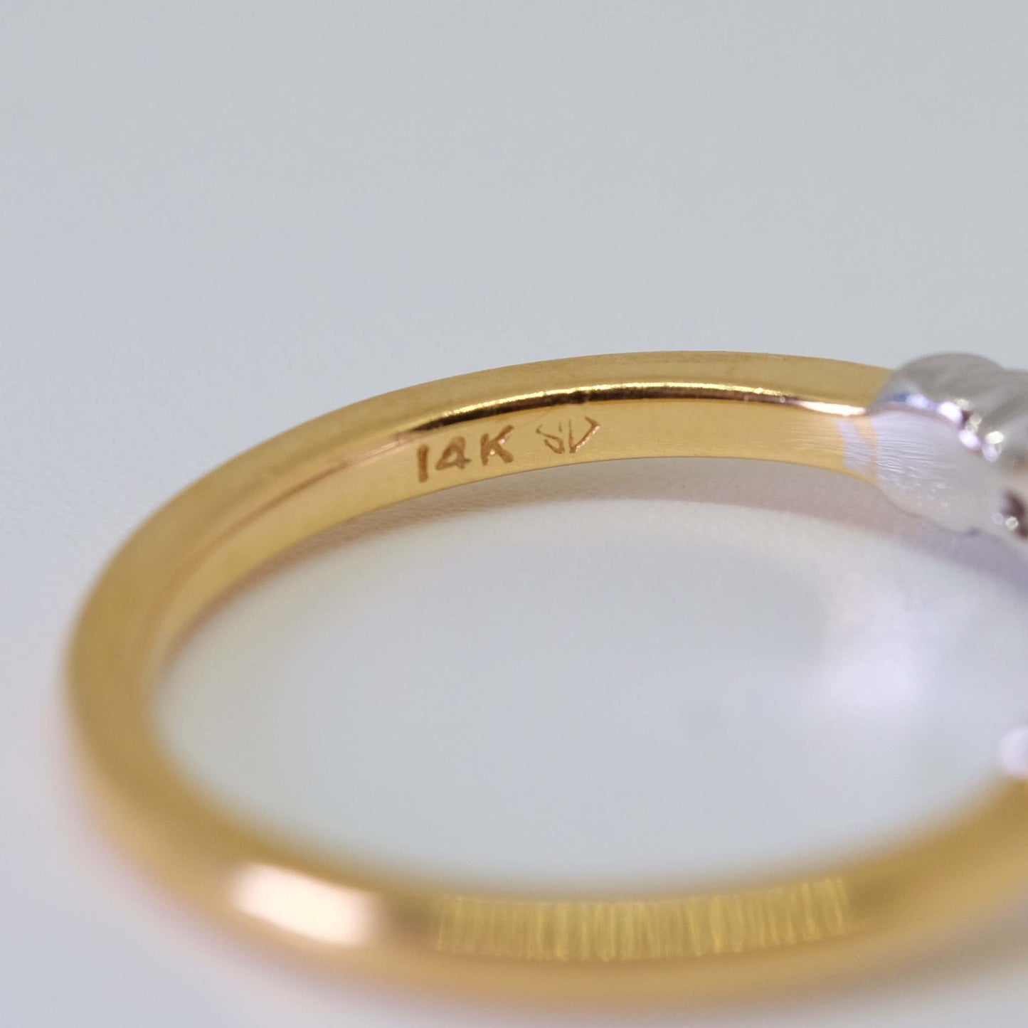 Vintage Princess Cut Diamond Ring 14K White and Yellow Gold
